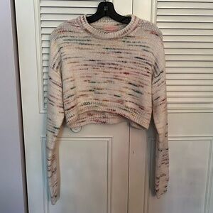 Urban Outfitters Cream and Multi Colored Cropped Sweater Sz XS